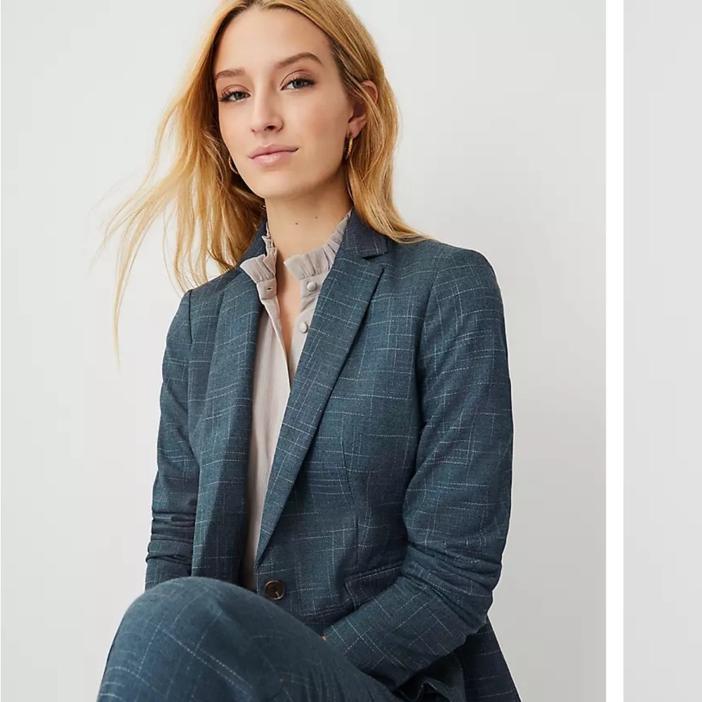 Ann Taylor One Button Blazer in Crosshatch